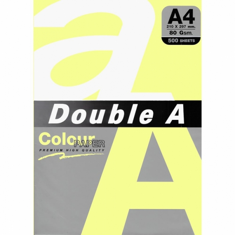 Цветна хартия Double A, A4, 500л, светло жълт | Цветна копирна хартия и картон | Бяла копирна хартия и картон