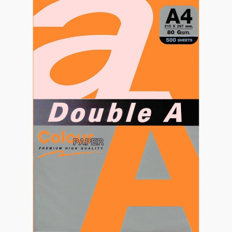 Цветна хартия Double A, A4, 25л, Neon оранжев | Цветна копирна хартия и картон | Бяла копирна хартия и картон
