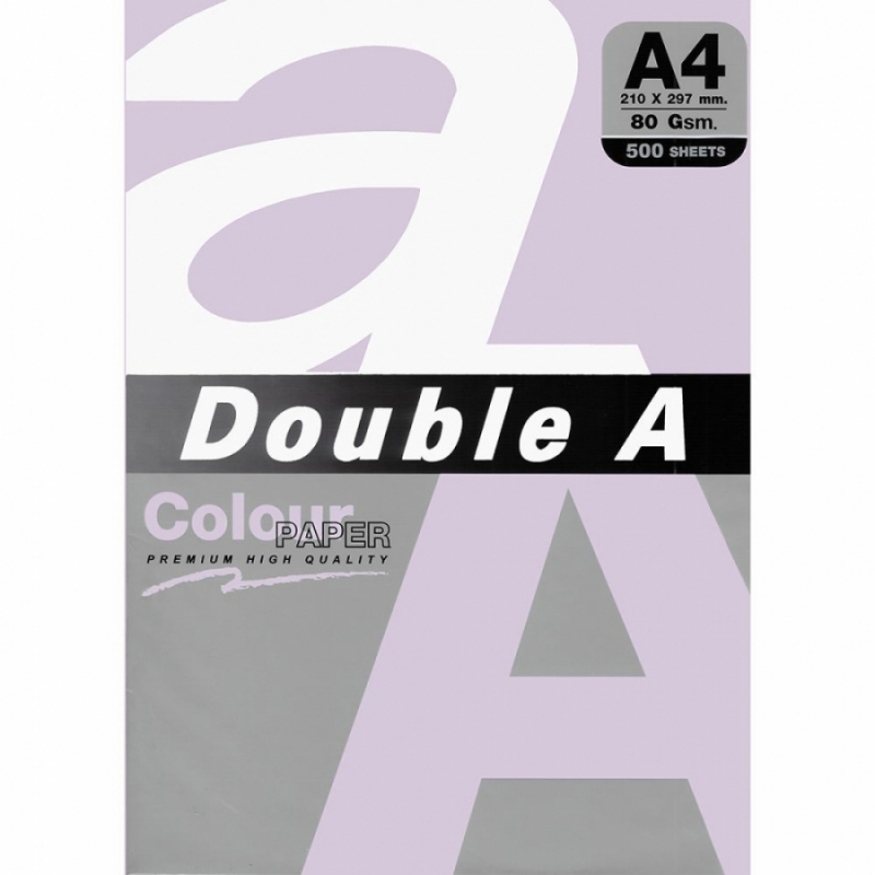 Цветна хартия Double A, A4, 100л, лилав пастел | Цветна копирна хартия и картон | Бяла копирна хартия и картон
