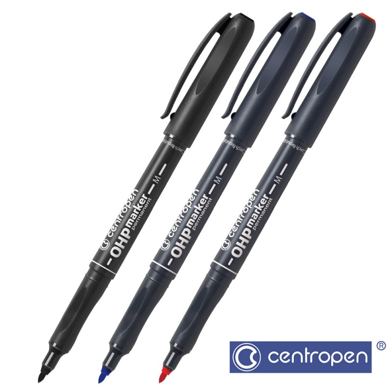Маркер перманентен Centropen OHP F 0.6, черен | Перманентни маркери | ПИШЕЩИ СРЕДСТВА
