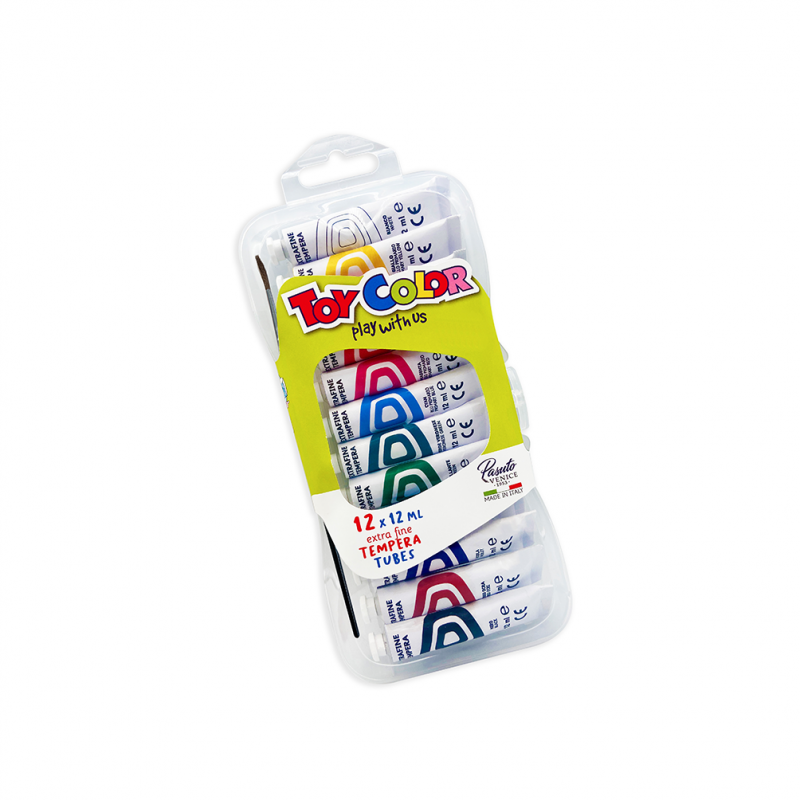 Темперни бои Toy Color 12 цвята по 7,5 ml | Бои | ПРОДУКТИ ЗА УЧЕНИКА