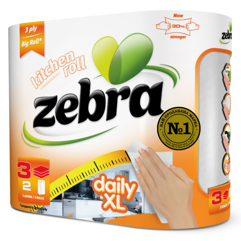 Кухненска ролка Zebra DAILY XL оп.2 | Санитарни консумативи и диспенсъри | ПОЧИСТВАНЕ И ПОДДРЪЖКА