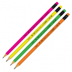 Молив Faber-Castell Candy, чернографитен, HB, с гума, флуоресцентен, асорти