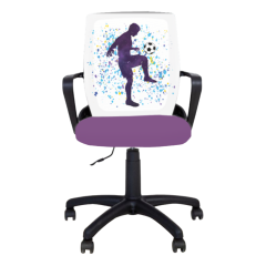 Детски работен стол Fly Black Footbal Purple лилав