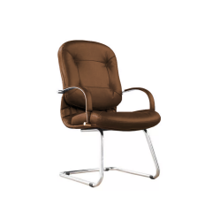 Посетителски стол, естествена кожа, Apollo Steel Chrome CF/LB LE-09