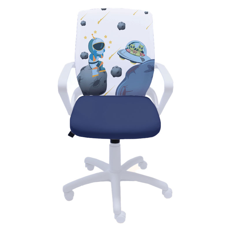 Детски работен стол Fly White Astro Aliens