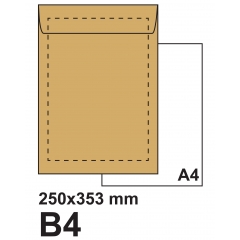 Плик за писма, B4, 250 x 353 mm, хартиен, със самозалепваща лента, кафяв, 250 броя