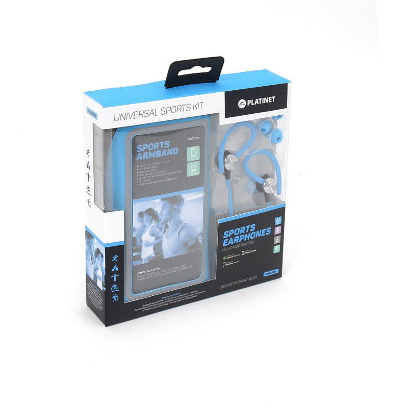 Спортни слушалки Platinet PM1070BL In-Ear Earphones с микрофон + лента за ръка за смартфон - сини | Слушалки и микрофони | Компютърни аксесоари