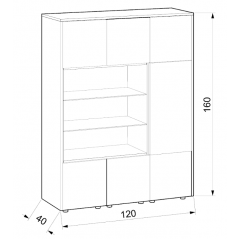 Офис шкаф Класик със седем вратички – 120 х 40 х 160 см