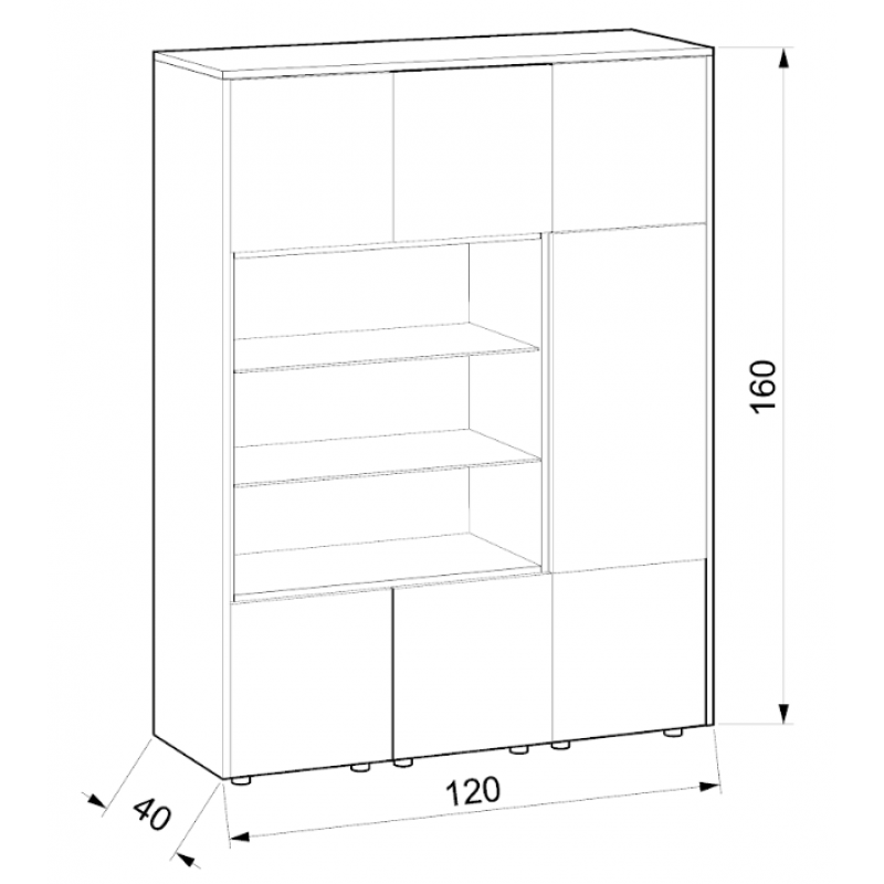 Офис шкаф Класик със седем вратички – 120 х 40 х 160 см