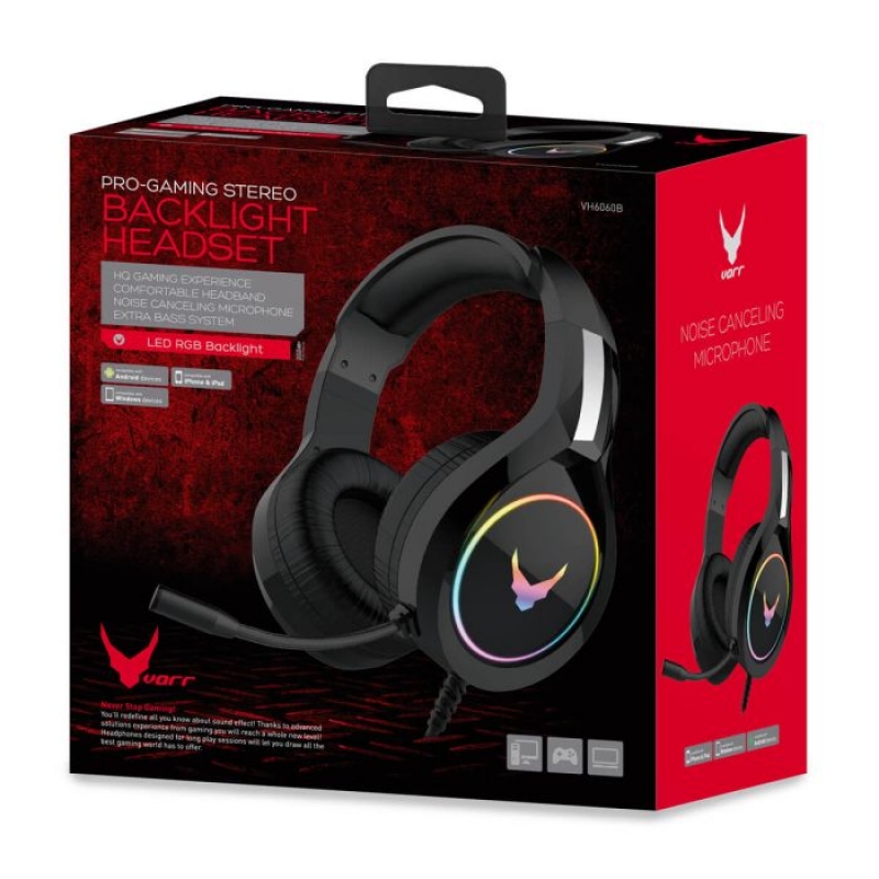 Геймърски слушалки Varr Gaming с микрофон, VH6060B черни 