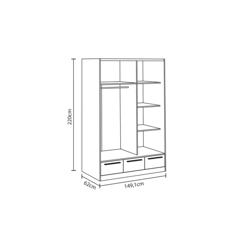 Гардероб Laro 150 cm с плъзгащи врати