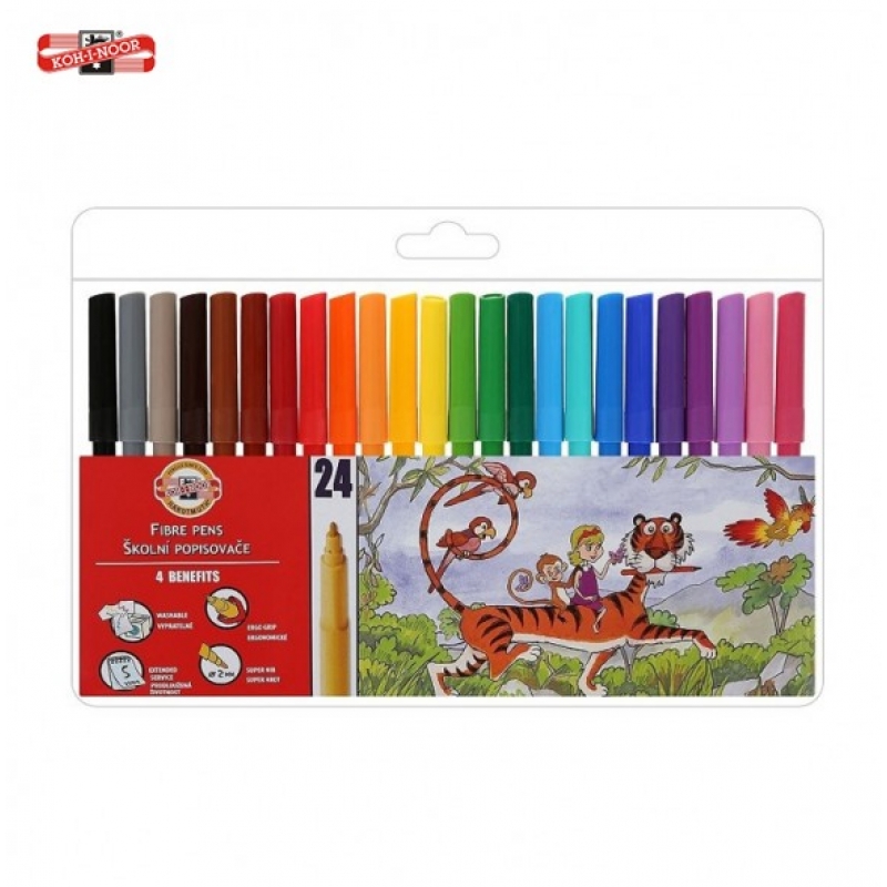 Флумастери 24 цвята KOH-I-NOOR | Флумастри, пастели, моливи | ПРОДУКТИ ЗА УЧЕНИКА