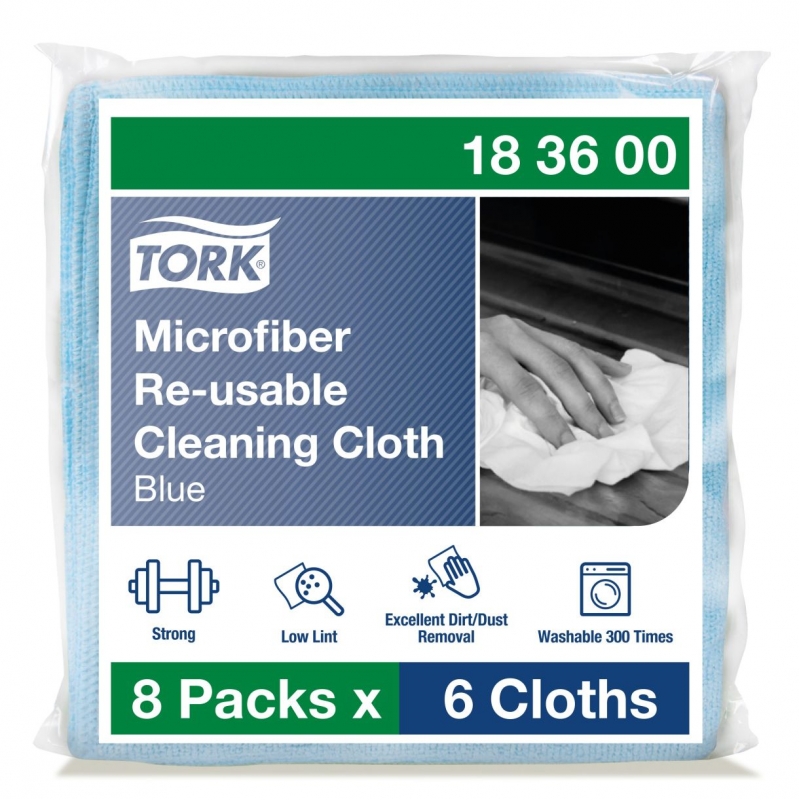 Микрофибърни кърпи Tork, Premium, 183600, синя | Санитарни консумативи и диспенсъри | ПОЧИСТВАНЕ И ПОДДРЪЖКА