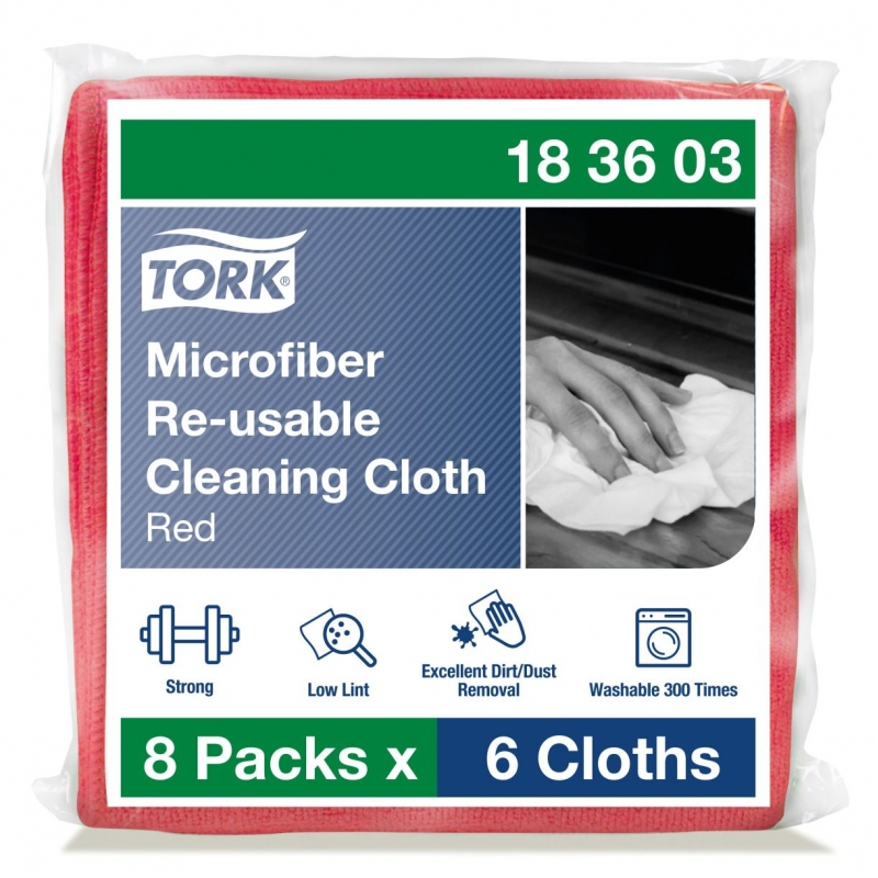 Микрофибърни кърпи Tork, Premium, 183601, червена | Санитарни консумативи и диспенсъри | ПОЧИСТВАНЕ И ПОДДРЪЖКА