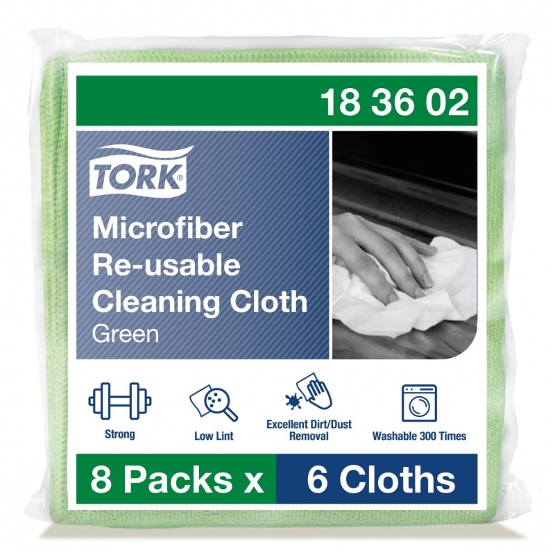Микрофибърни кърпи Tork, Premium, 183601, зелена | Санитарни консумативи и диспенсъри | ПОЧИСТВАНЕ И ПОДДРЪЖКА