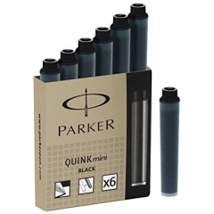 Патрончета  къси за писалка черен цвят 6бр в опаковка Parker 