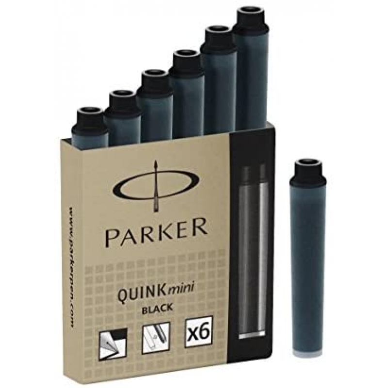 Патрончета  къси за писалка черен цвят 6бр в опаковка Parker | Пълнители | ПИШЕЩИ СРЕДСТВА