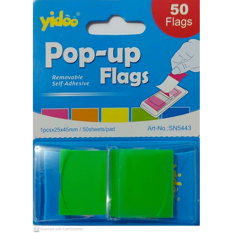 Самозалепващи индекси POP-UP, PVC, 45 x 25 mm, зелени, 50 броя | Самозалепващи листчета и бели кубчета | АКСЕСОАРИ ЗА БЮРО