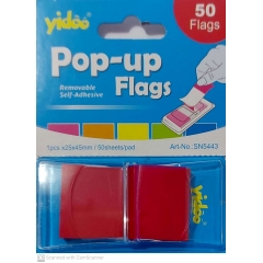 Самозалепващи индекси POP-UP, PVC, 45 x 25 mm, червени, 50 броя 