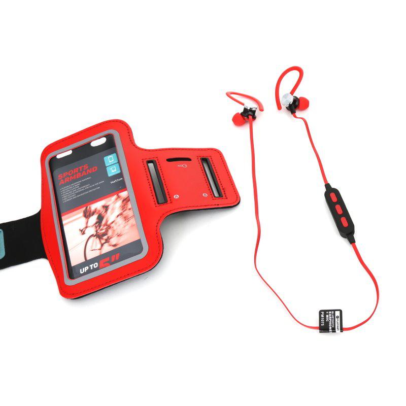 Спортни слушалки Platinet PM1070BL In-Ear Earphones с микрофон + лента за ръка за смартфон - червени | Слушалки и микрофони | Компютърни аксесоари
